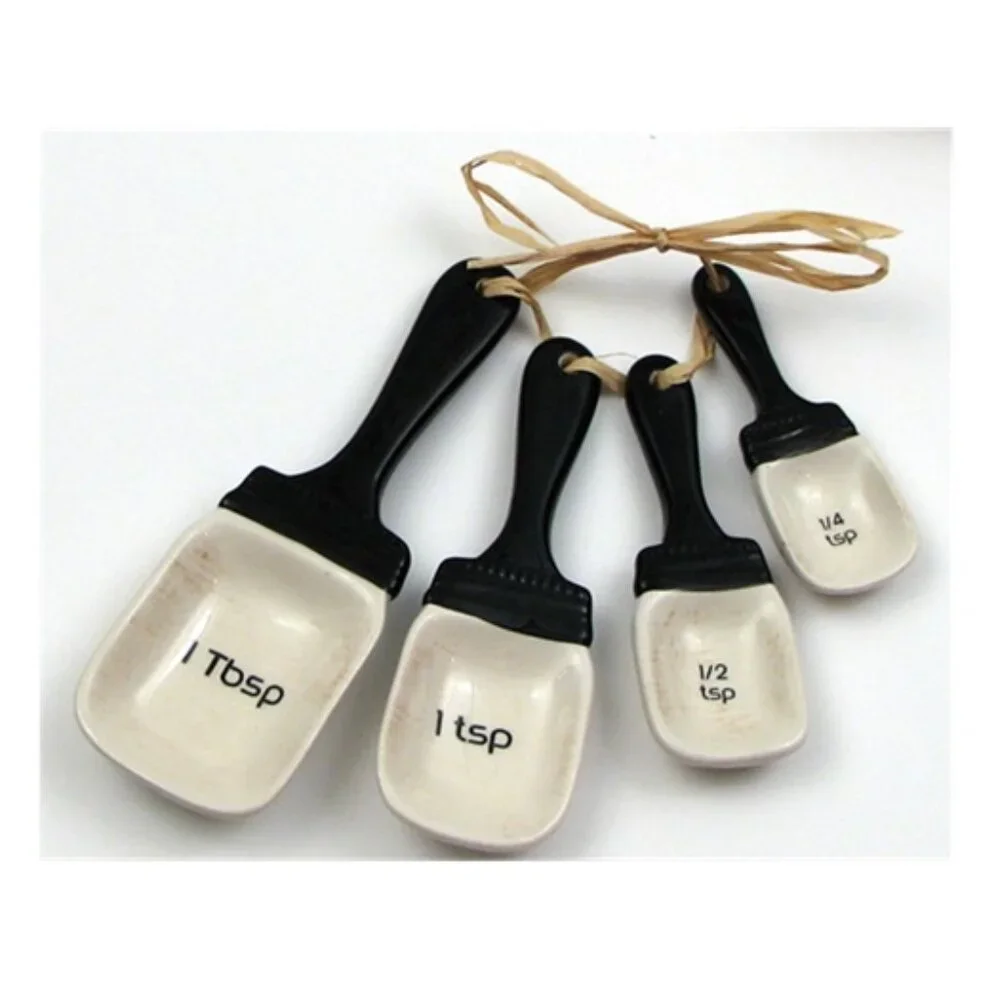 Ceramic Mason Jar Measuring Spoon Four-Pc Set 1 Tbsp 1 Tsp 1/2 Tsp 1/4 Tsp 15654